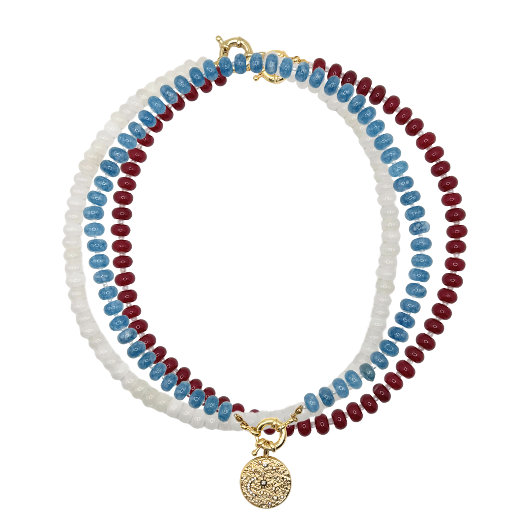 Red, White, and Blue Necklace Stack