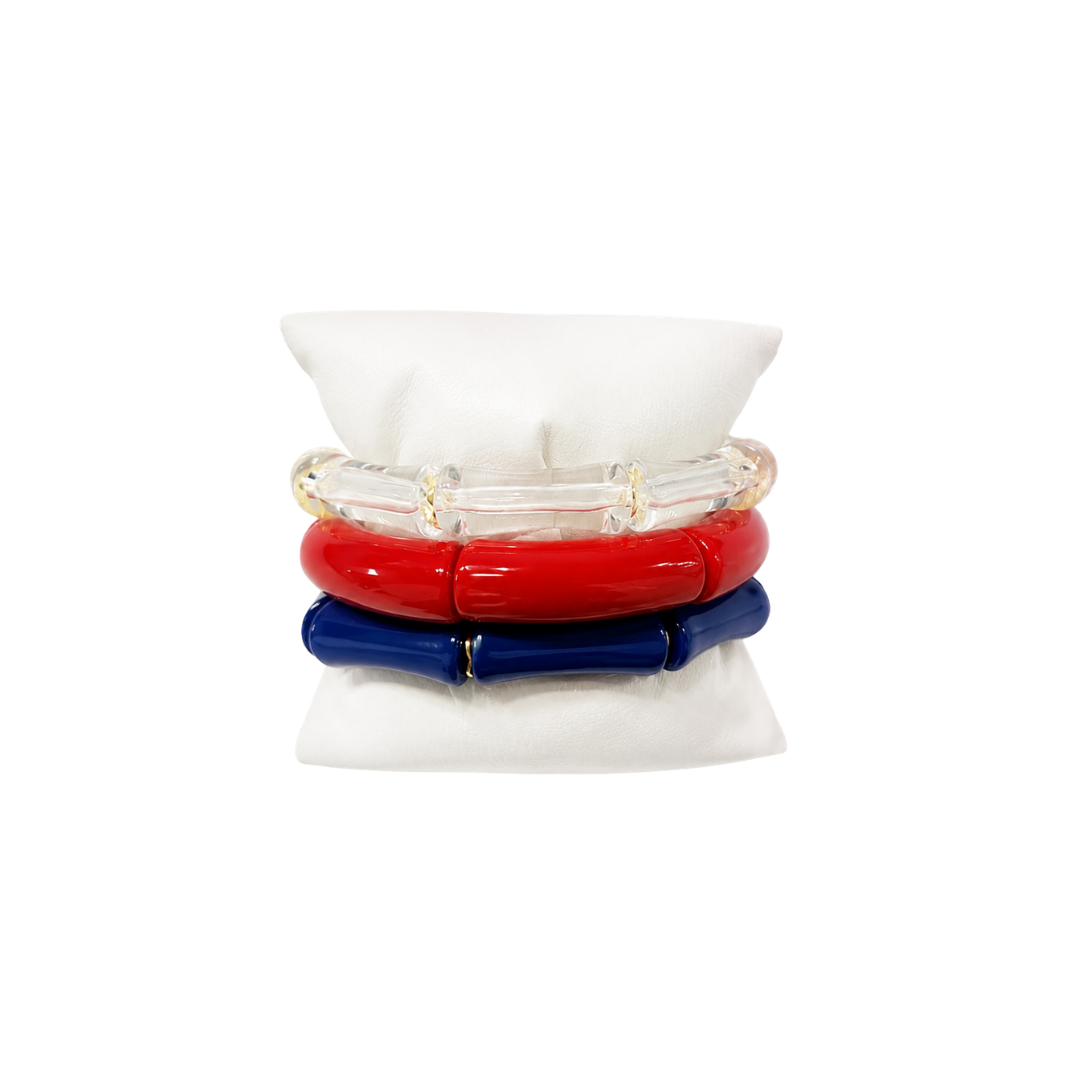 Red and Blue Pony Bracelet Stack