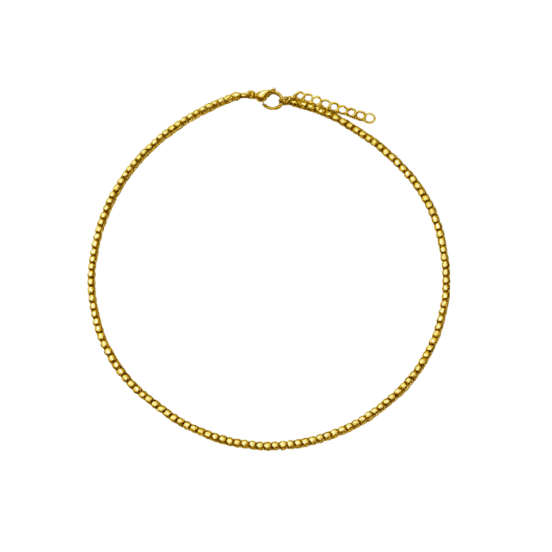 18K Gold Round Beaded Waterproof Necklace