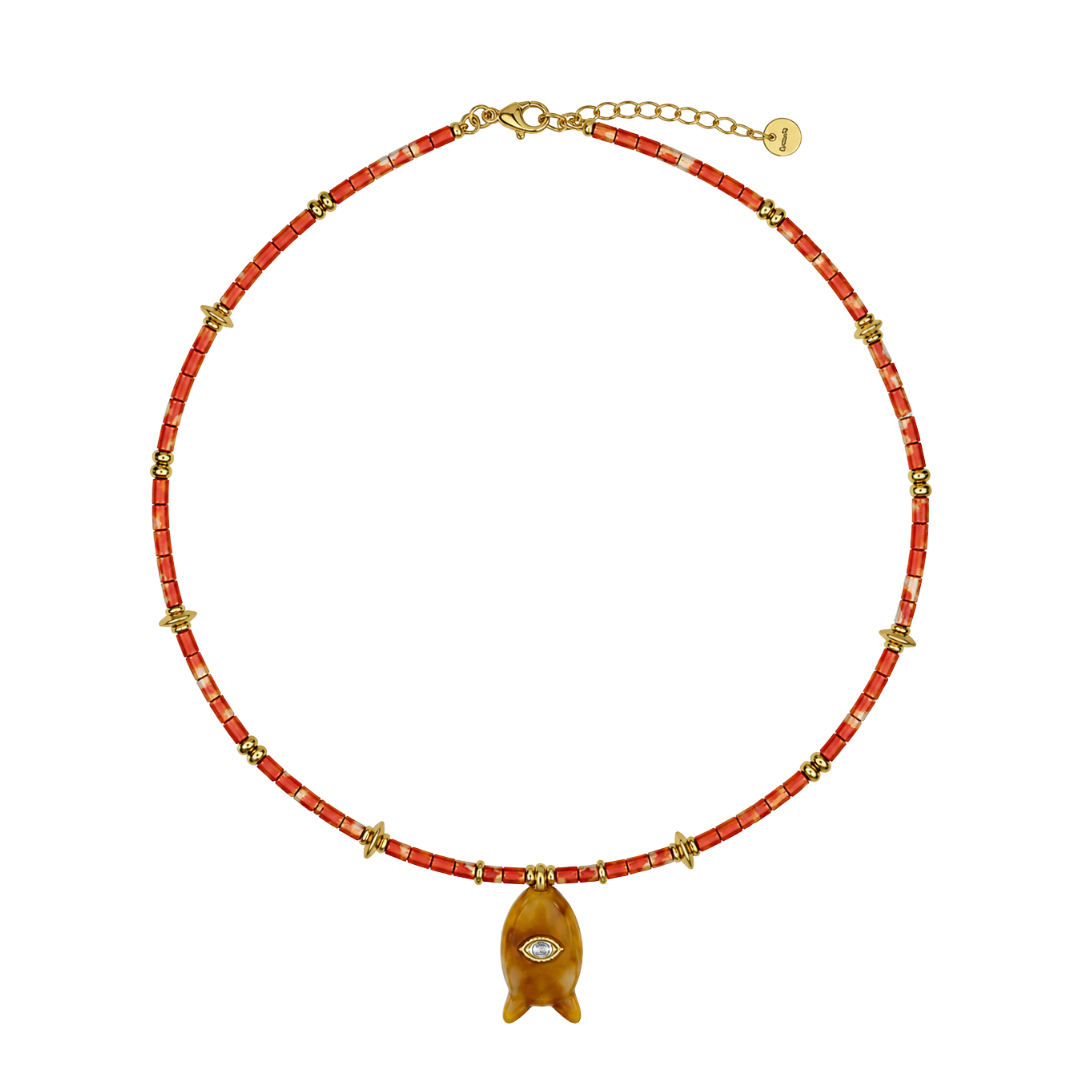 The Orange Fish Pendant Necklace