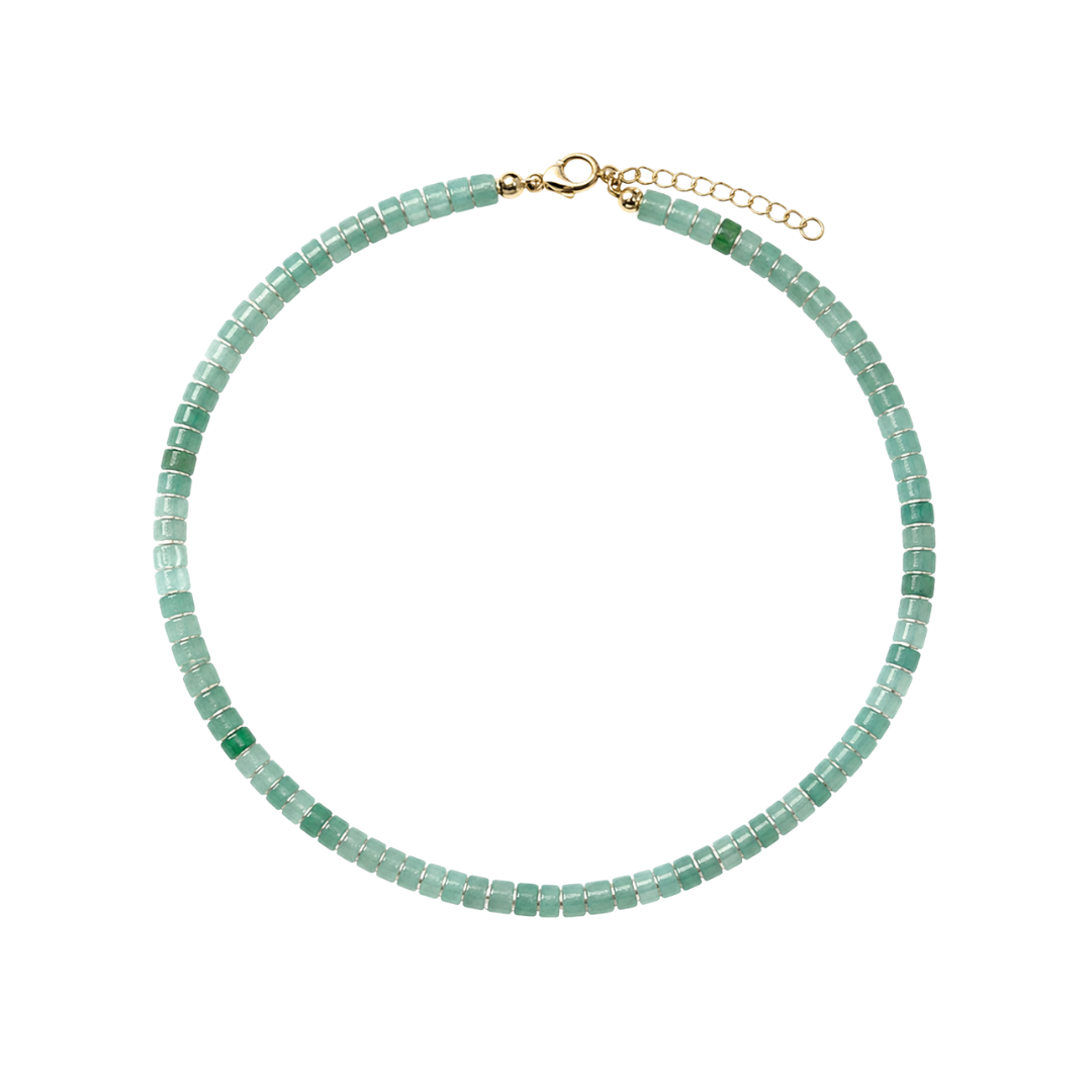 Green Flat Gemstone Necklace