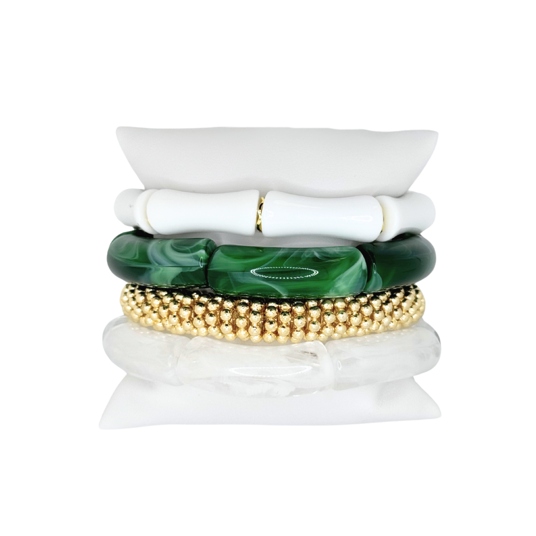 Green and Gold Bracelet Stack  Baylor University Waco Texas Go Bears