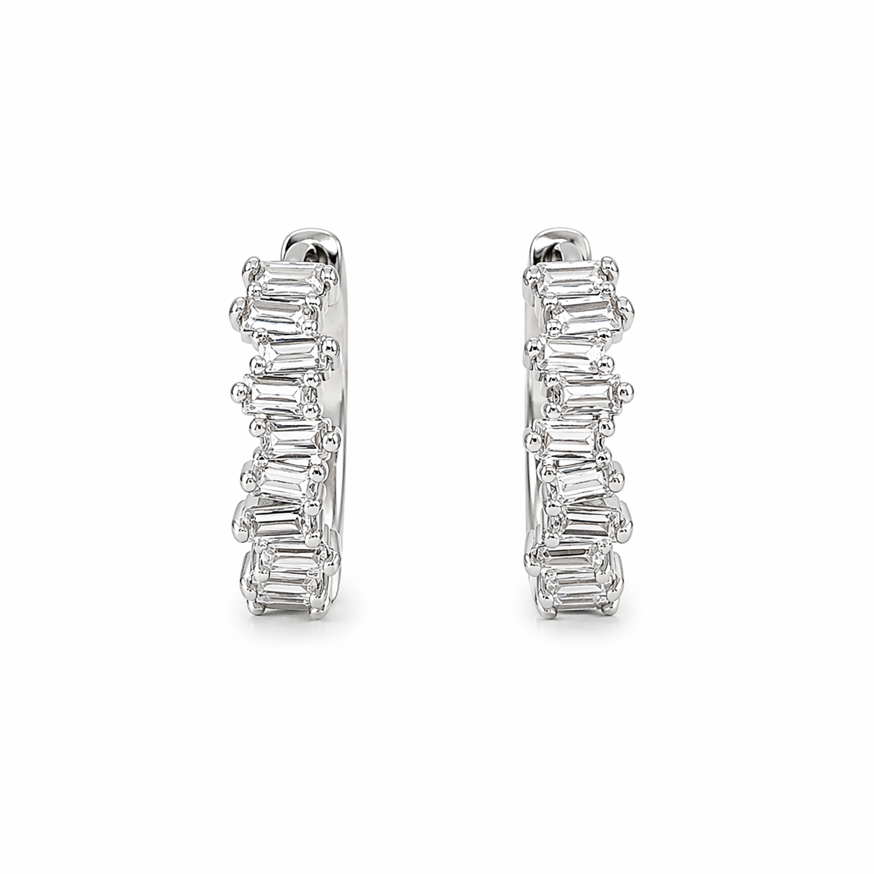 925 Silver Baguette Huggie Earrings