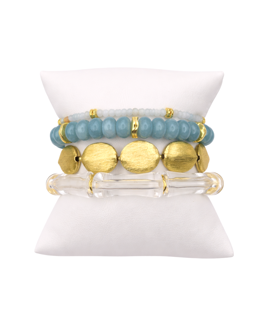 Blue, white and gold Almont Curated Bracelet Stack