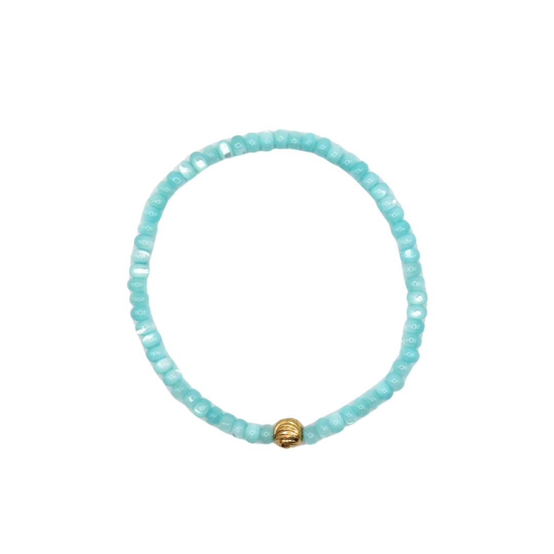 Aqua Dyed Mother of Pearl Gemstone Bracelet