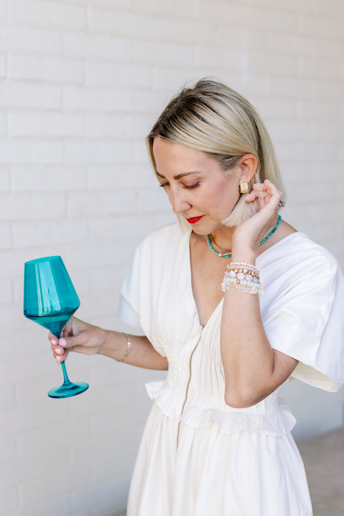 minimalist bracelets stacks in neutral colors
