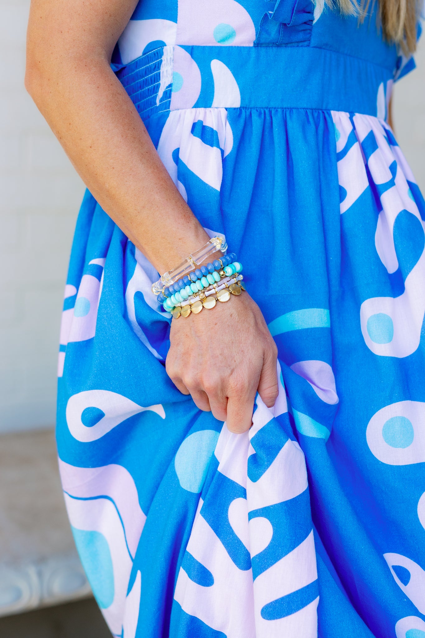 blue, turquoise, white, gold jewelry bamboo beaded