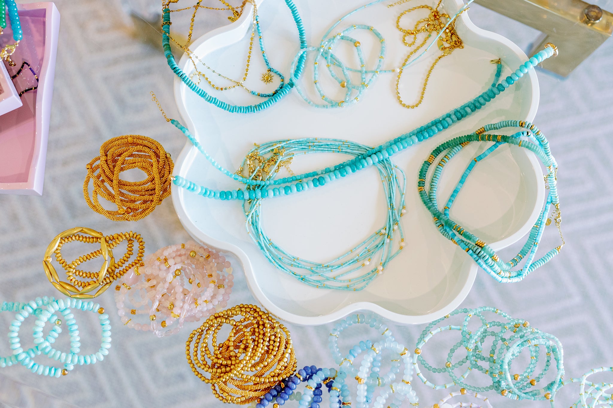 delicate turquoise jewelry, necklaces and bracelets