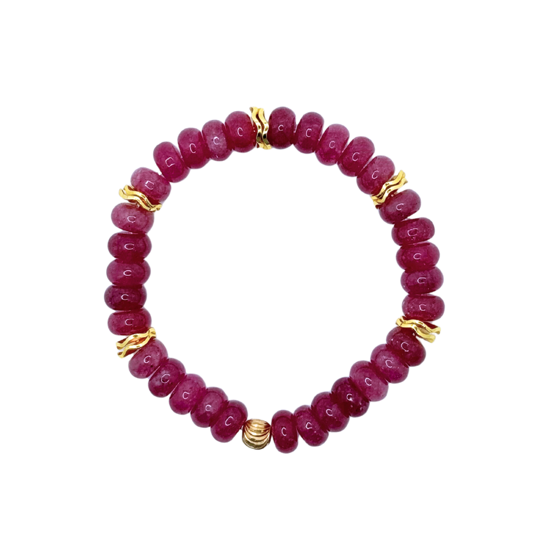 Berry Gemstone Bracelet with Gold Accents