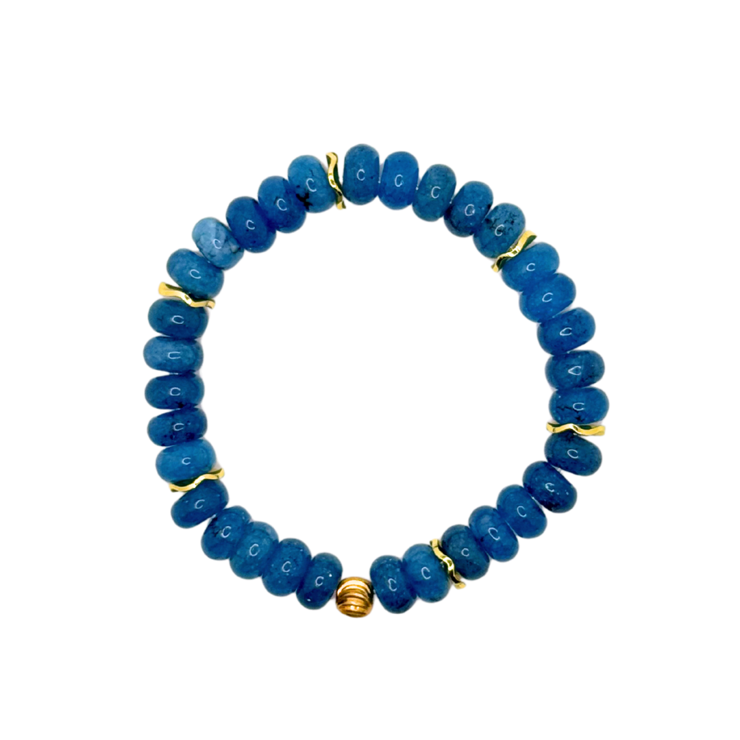 Blue Gemstone Bracelet with Gold Accents