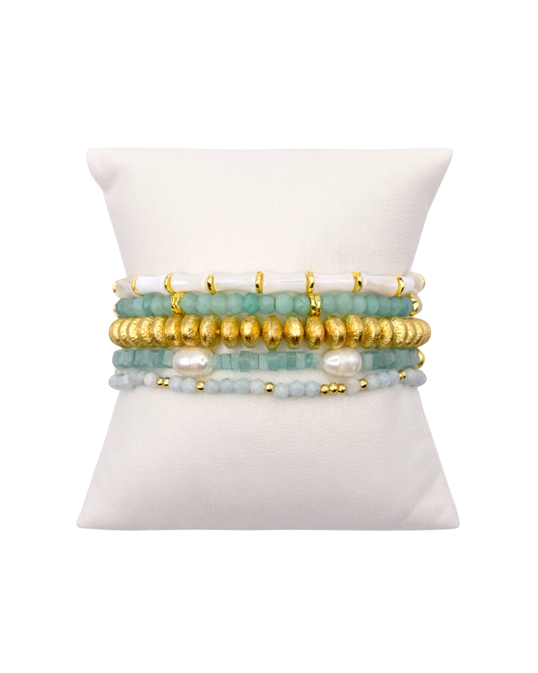 Blue, white and gold Calypso Curated Bracelet Stack