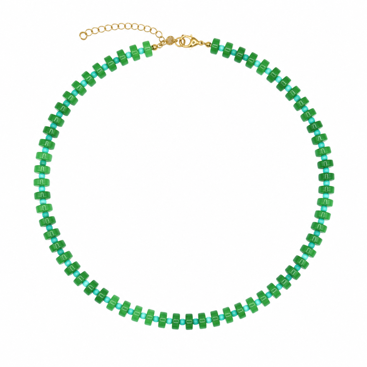 Chunky Candy Chip Green & Blue Necklace