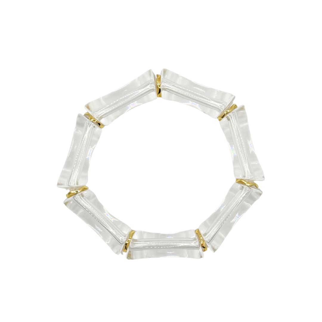 Clear Acrylic Bamboo Bracelet with Gold Accents
