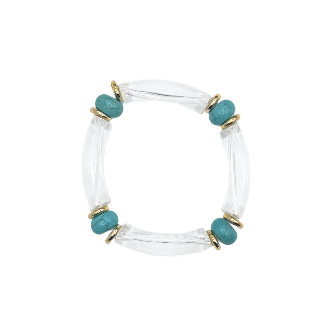 Clear Bamboo Bracelet with Turquoise Accents