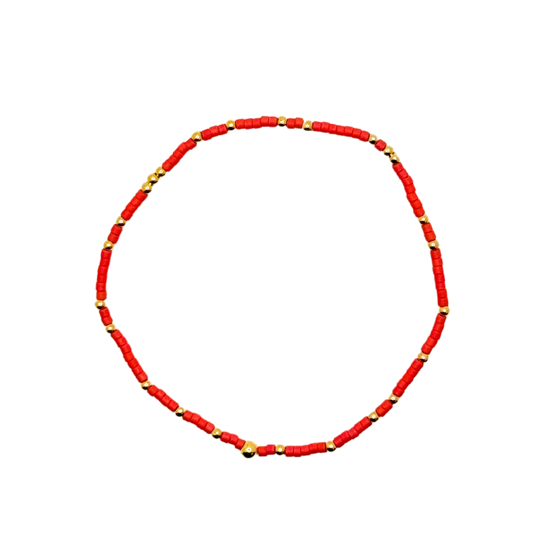 Coral Matte Bitty Bauble Bracelet