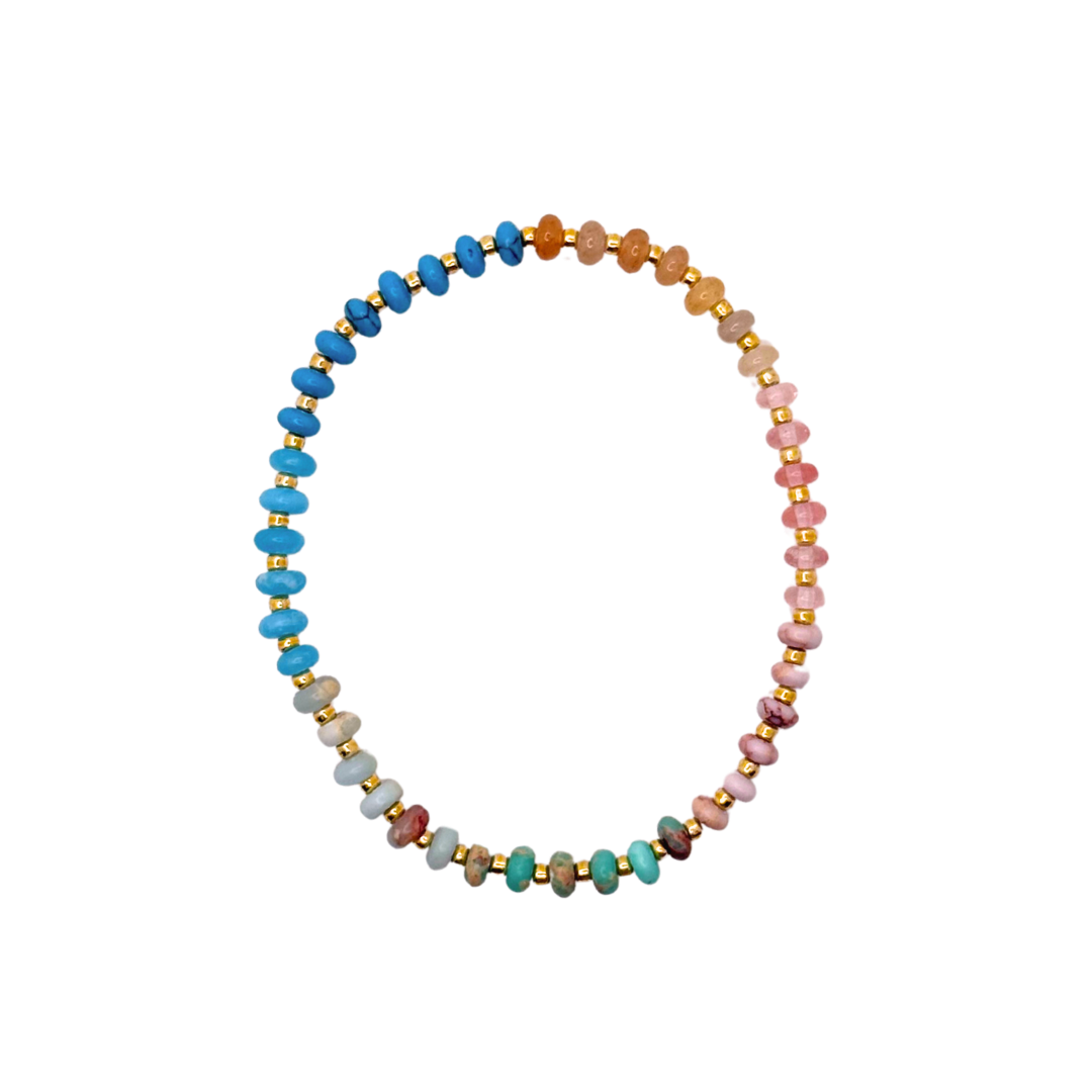 Dainty Cotton Candy Multicolor Gemstone Bracelet