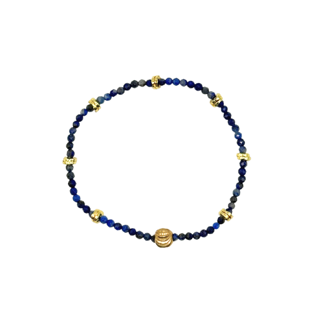 Dainty Midnight Blue Crystal Cut Bracelet with Gold Accents
