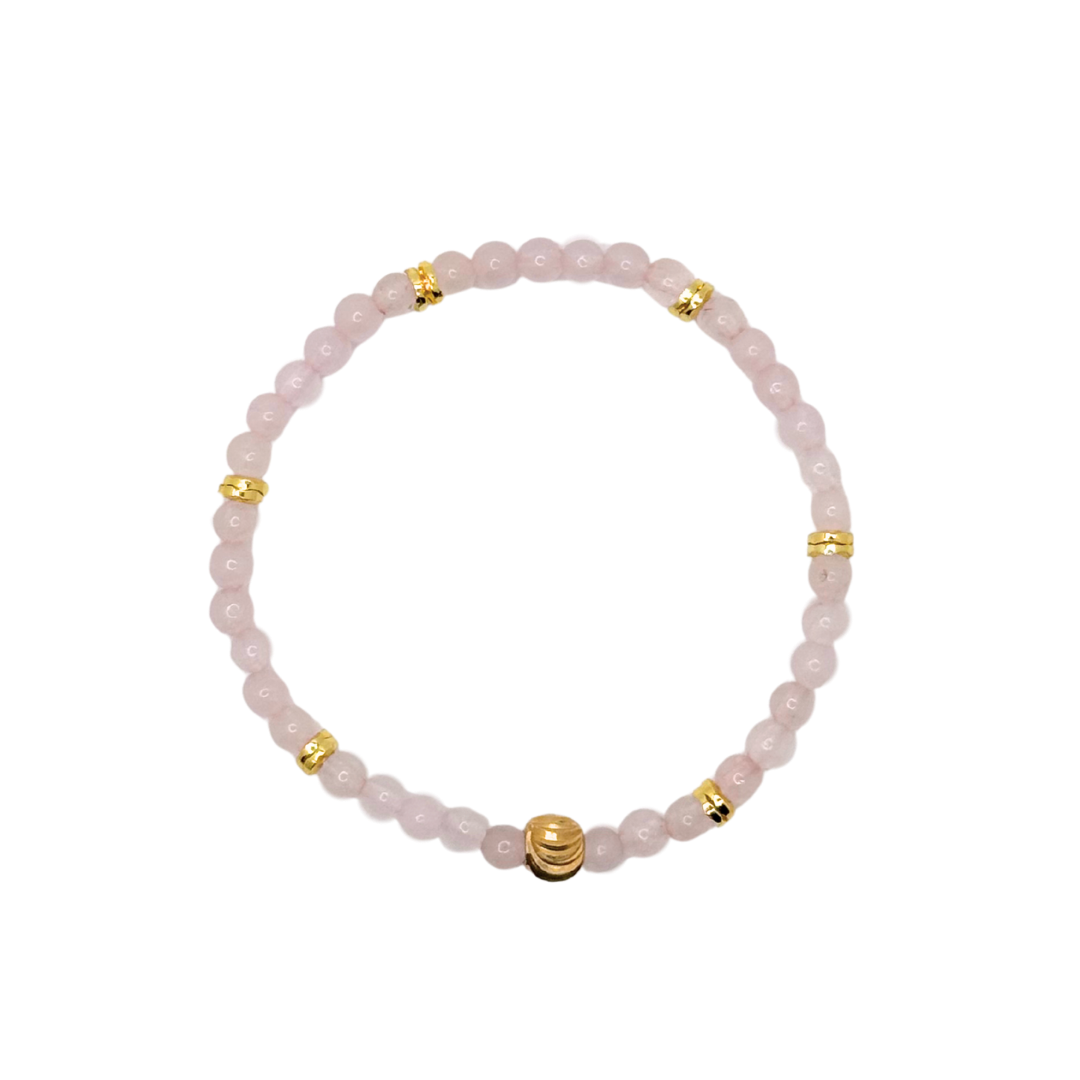 Dainty Pink Gemstone Bracelet with Gold Accents