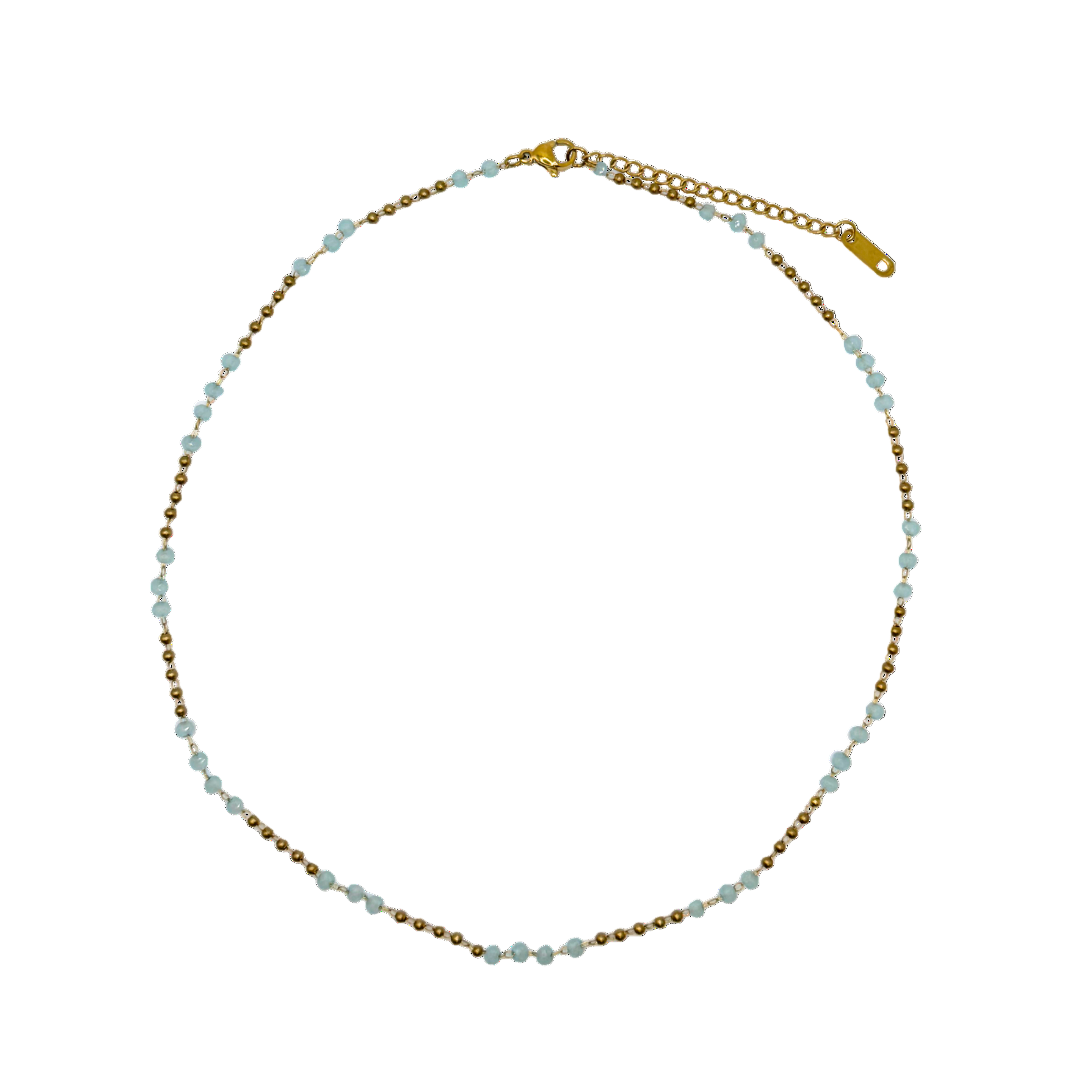 Dainty Powder Blue Crystal Cut Necklace