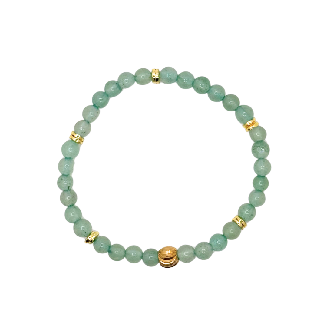 Dainty Seafoam Gemstone Bracelet with Gold Accents