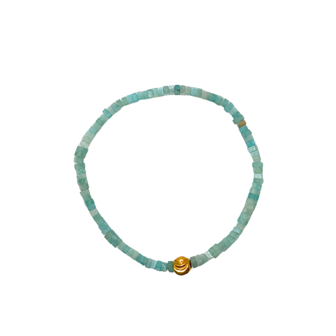 Dainty Turquoise Square Pebble Bracelet