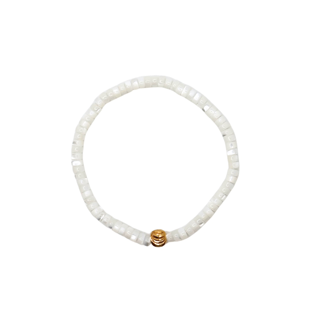 Dainty White Flat Pebble Bracelet