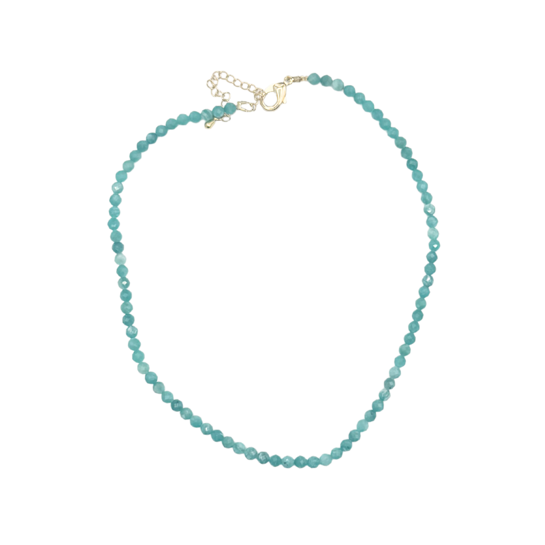 Dainty Turquoise Crystal Cut Necklace