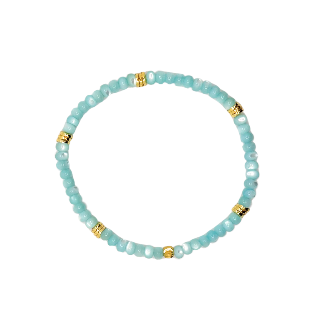 Dainty Turquoise Gemstone Bracelet with Gold Accents
