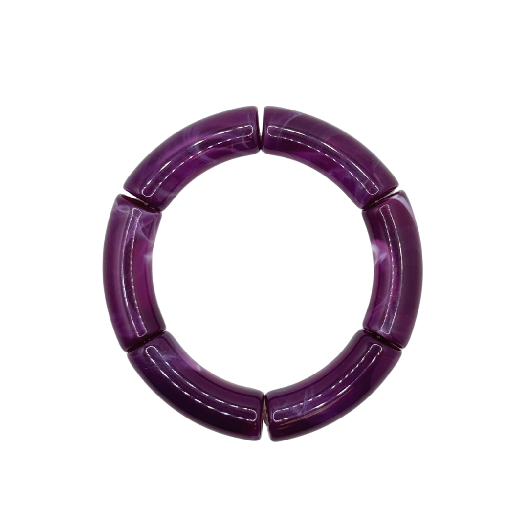 Dark Purple Swirl Acrylic Bamboo Bracelet