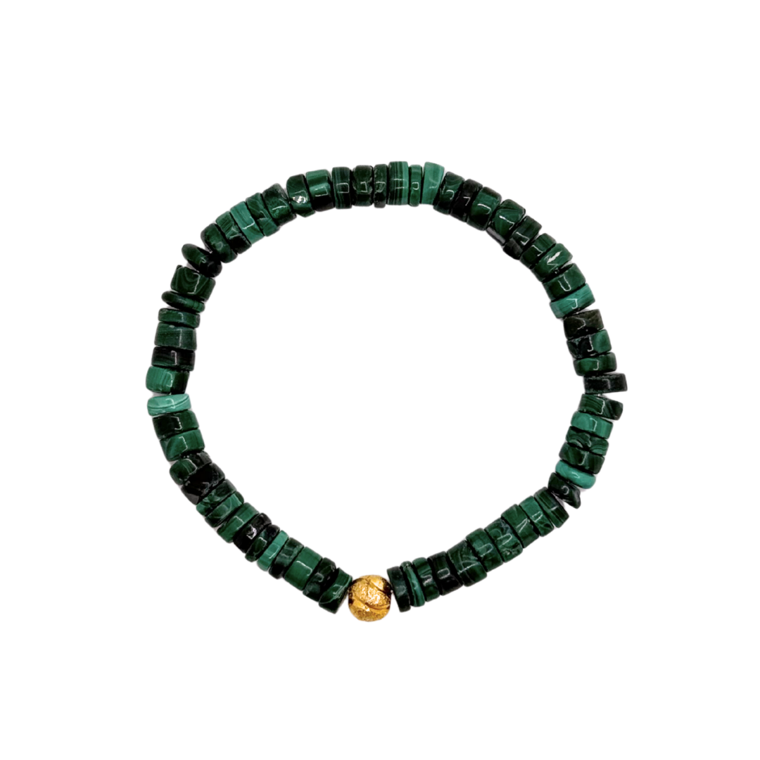 Emerald Green Flat Pebble Bracelet