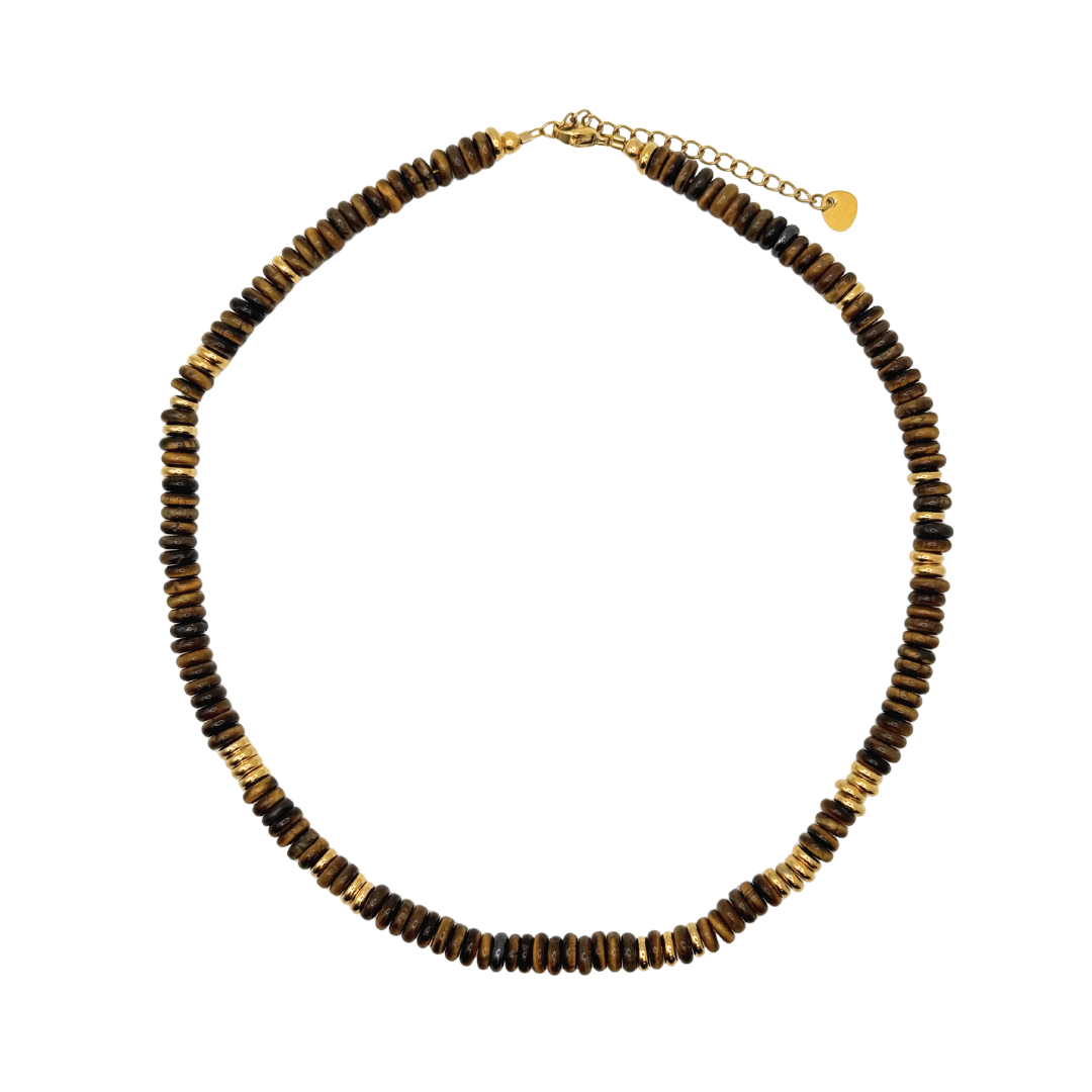 Espresso Gemstone Necklace with Gold Accents