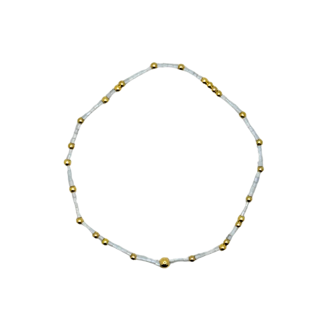 Frosted White Glossy Bitty Bauble Bracelet