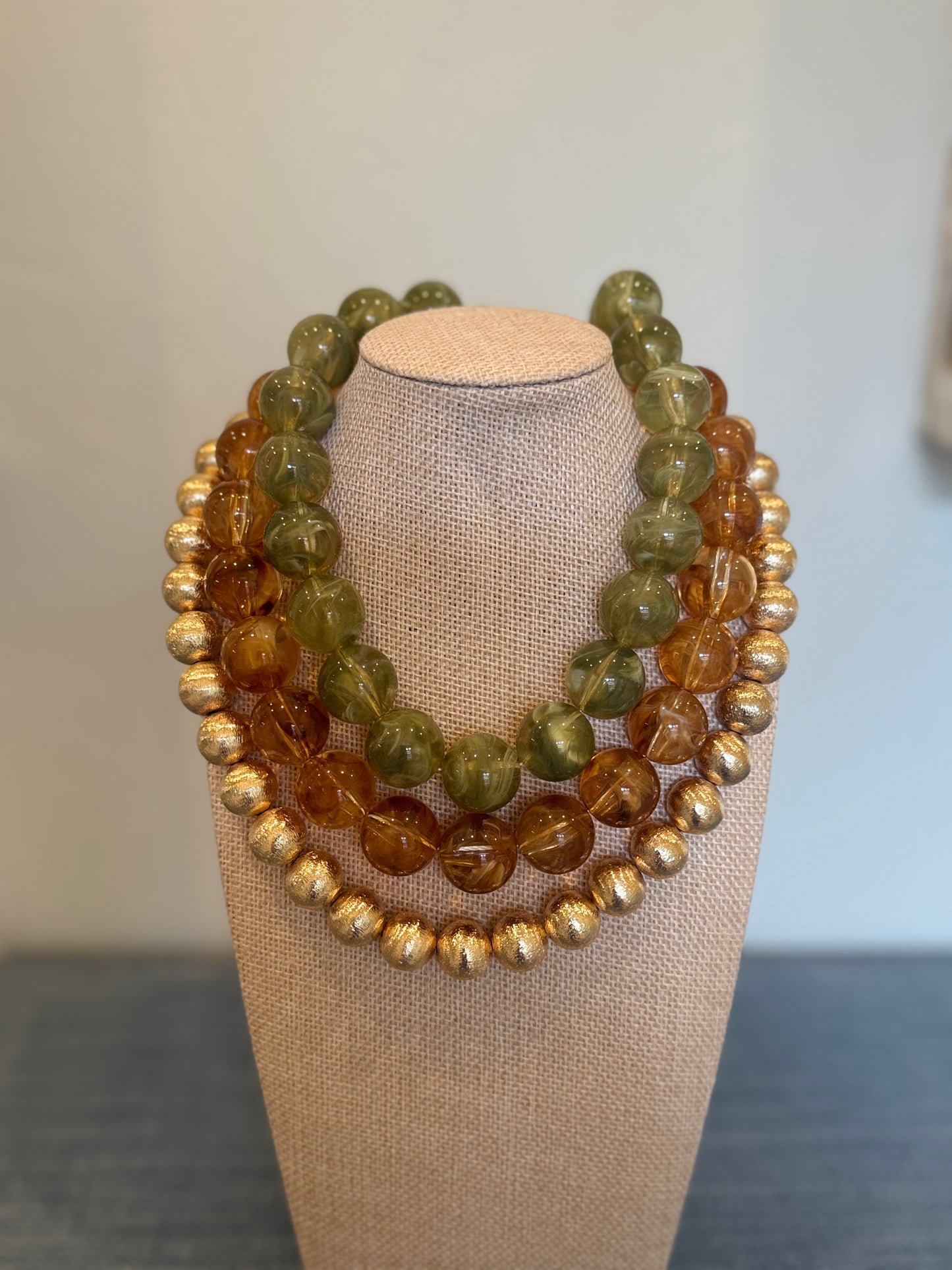 14K Gold Brushed Bubble Necklace