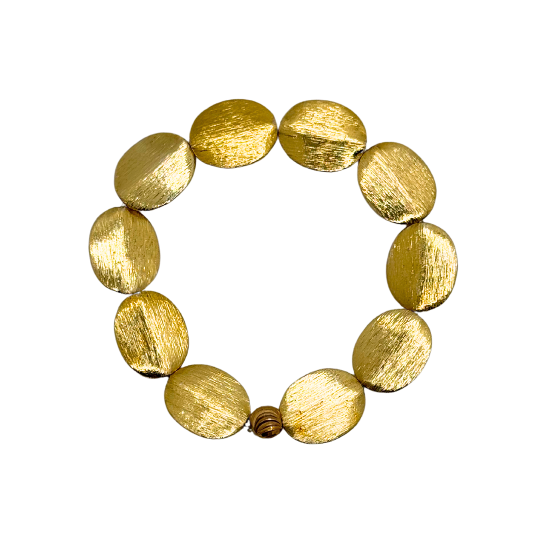 Gold-Filled Brushed Coin Bead Bracelet
