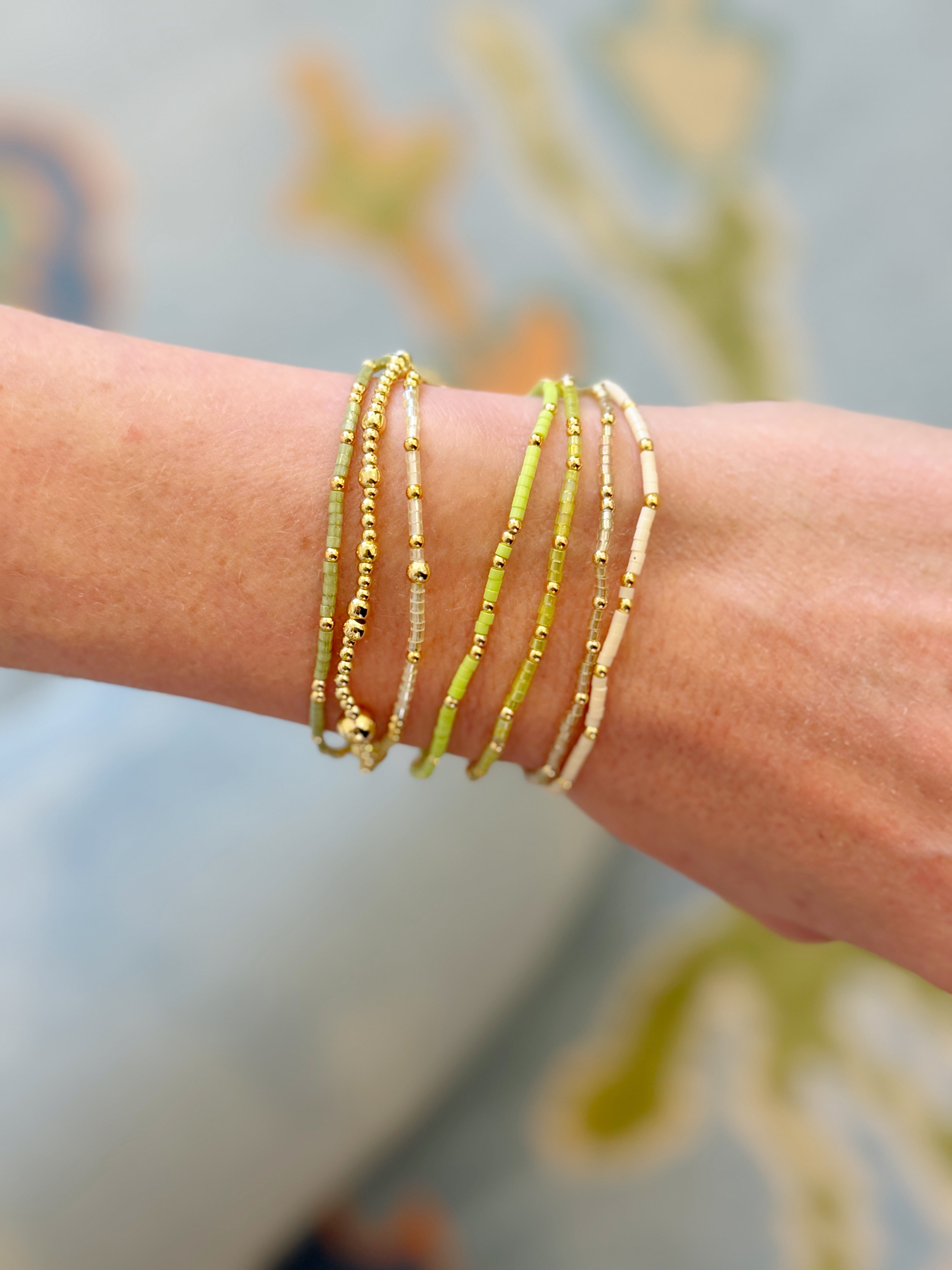 Green Bitty Bauble Bracelet Stack