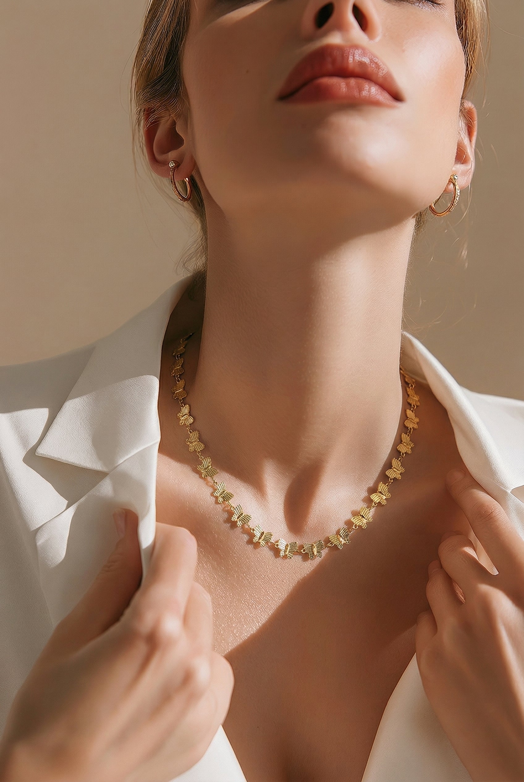 18K Gold Waterproof Butterfly Dainty Chain Necklace