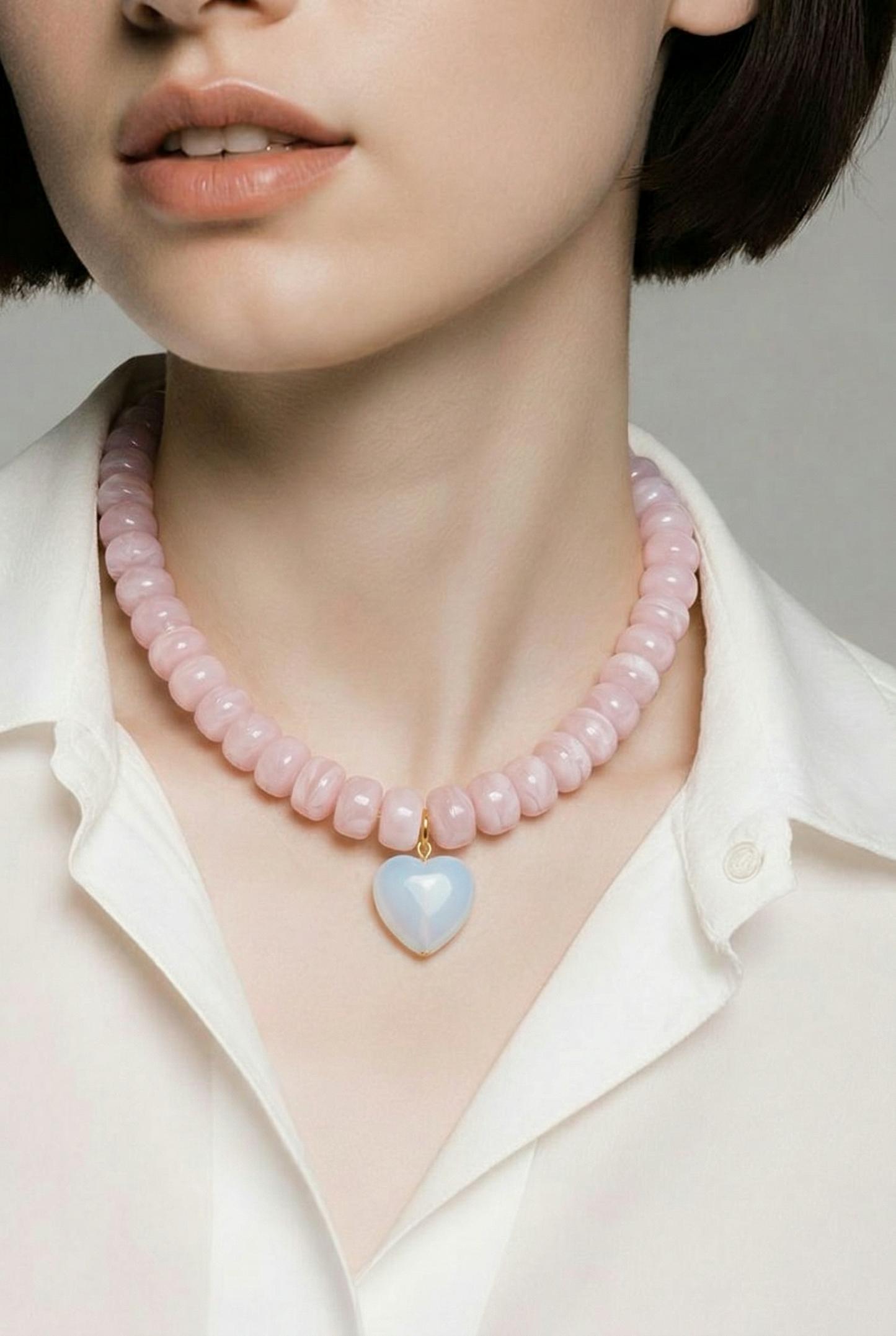 Pink Heart Pendant Necklace