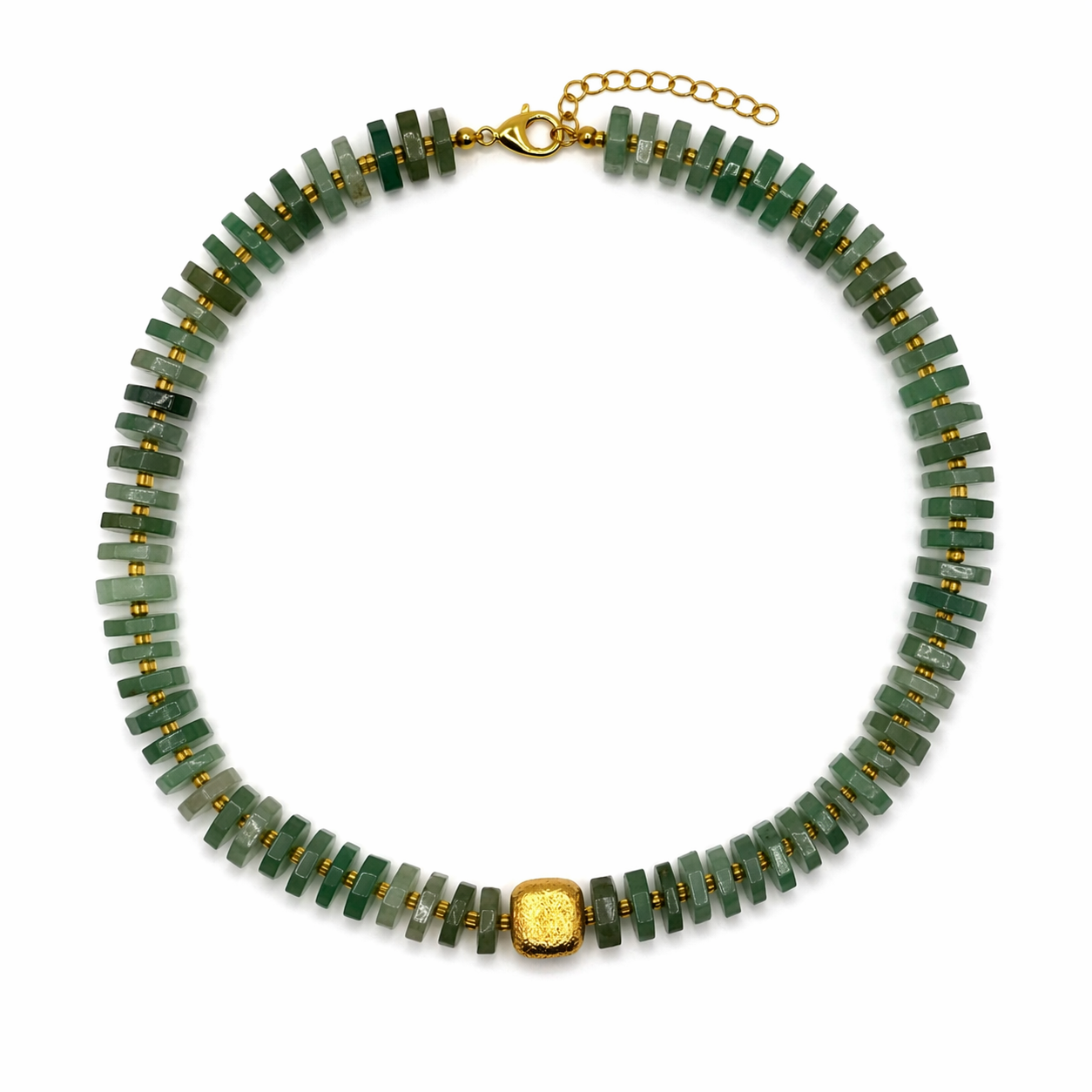Chunky Seafoam Jade Flat Gemstone Necklace