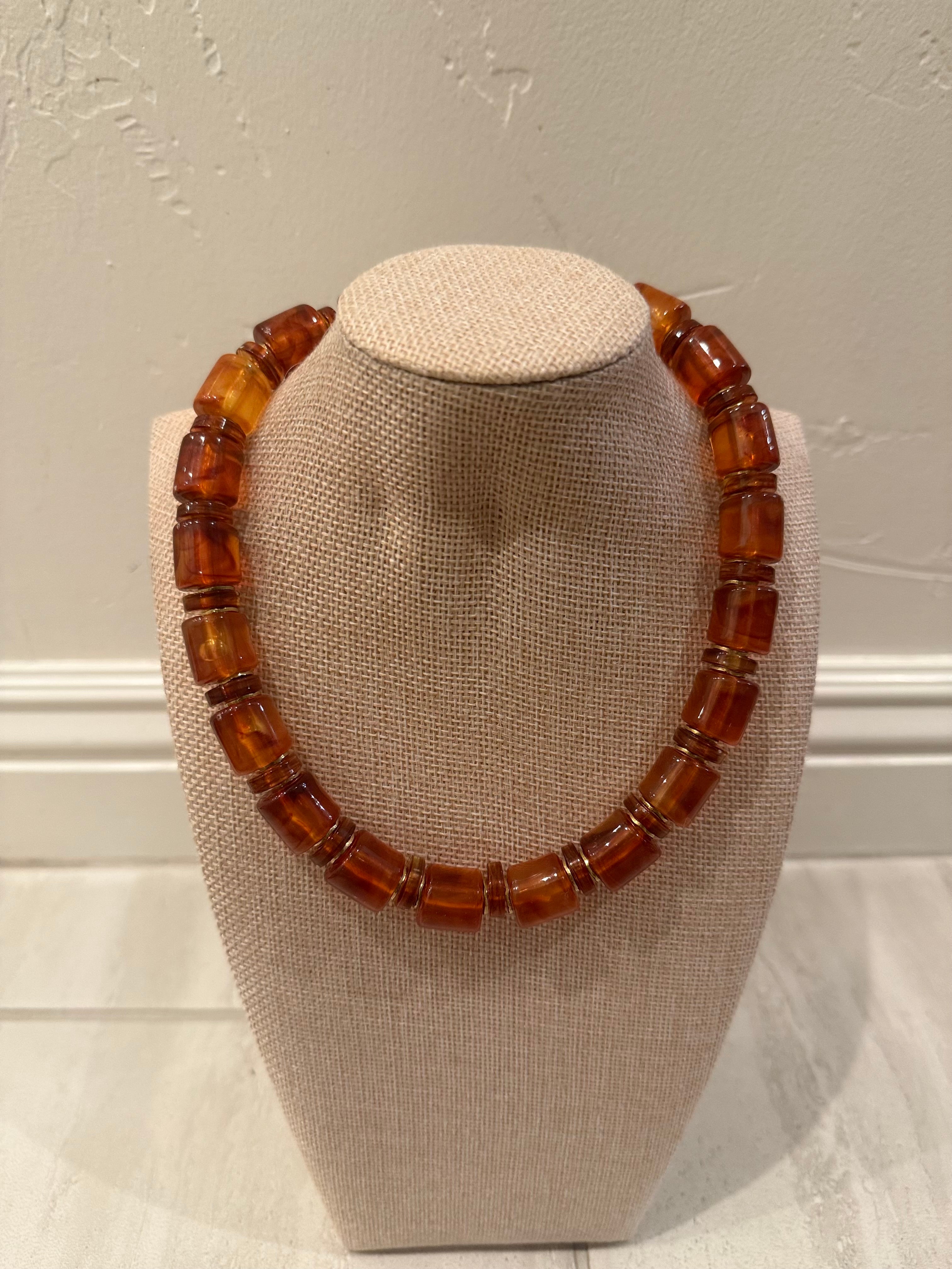 Tortoise Chunky Resin Necklace