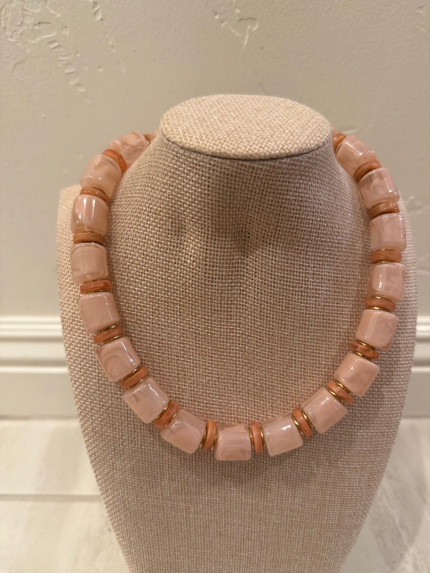 Pink & Teracotta Chunky Resin Necklace