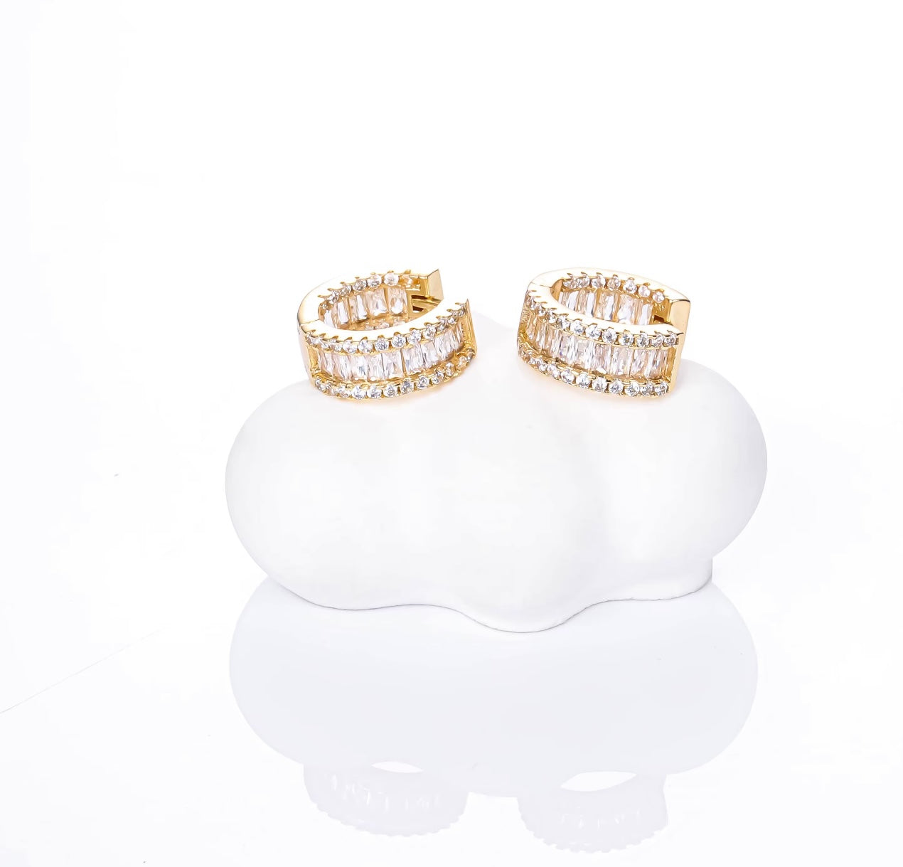 18K Gold Baguette Huggies