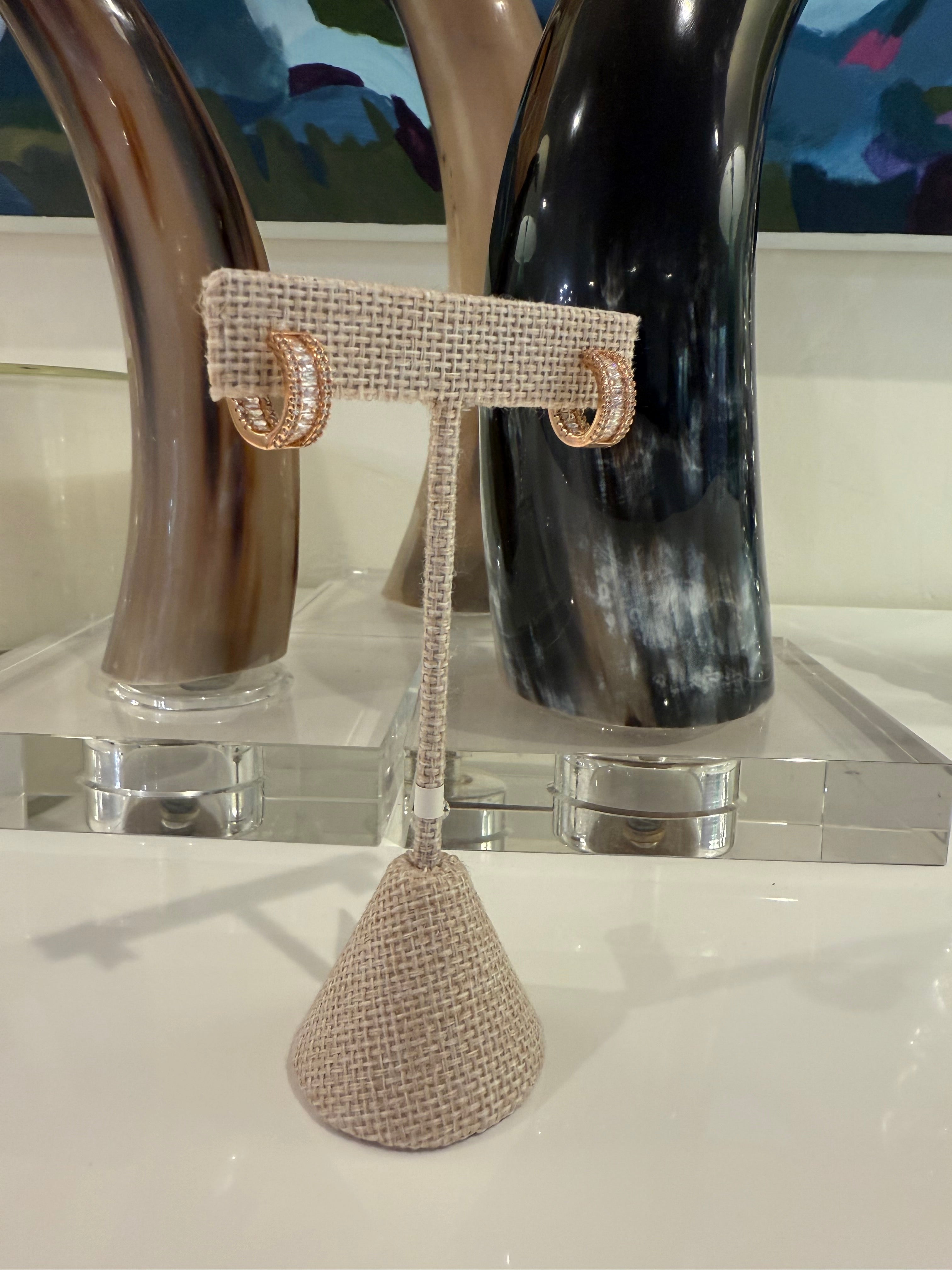 18K Gold Baguette Huggie Earrings