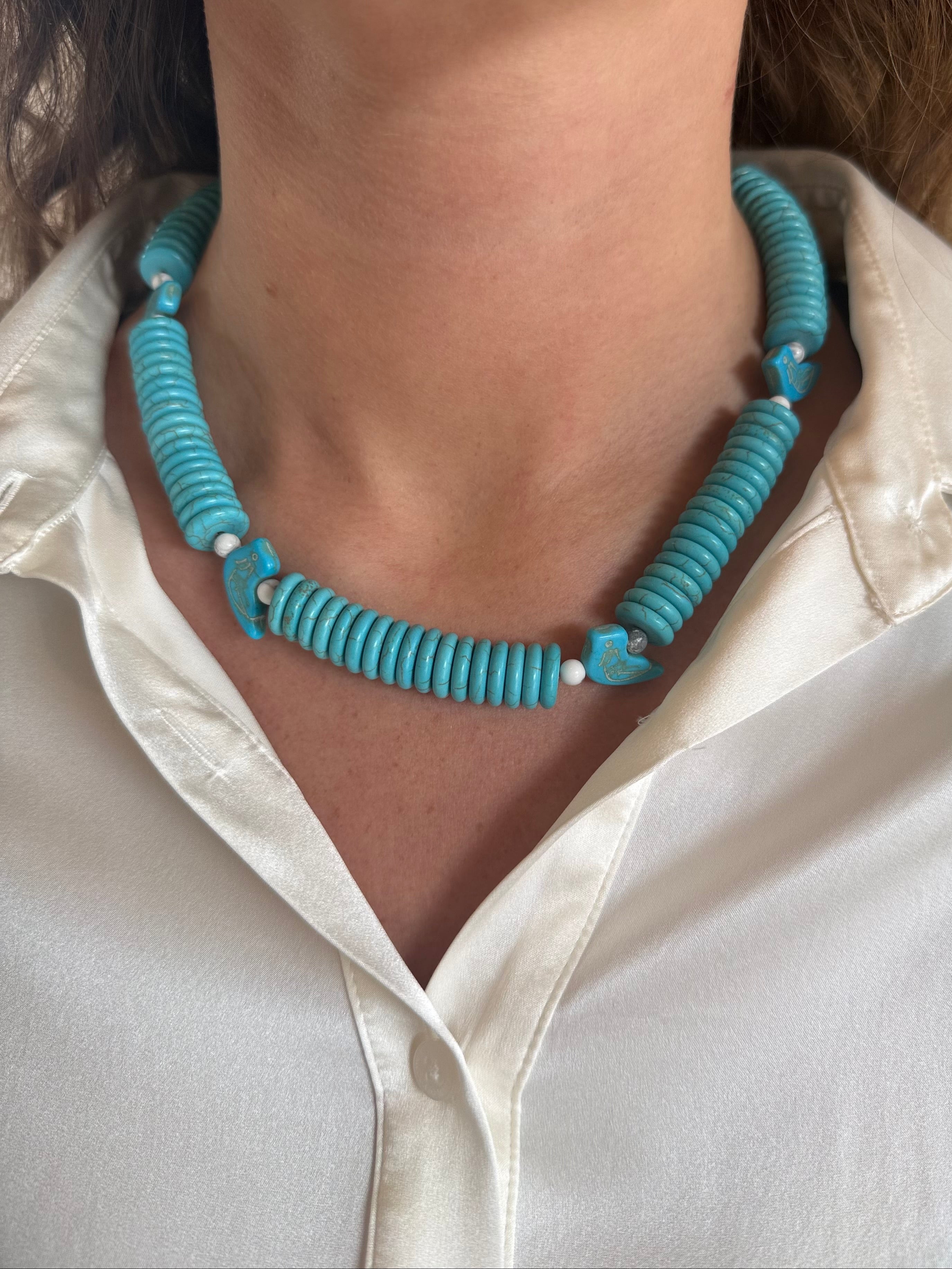 Chunky Turquoise 'For the Birds' Necklace