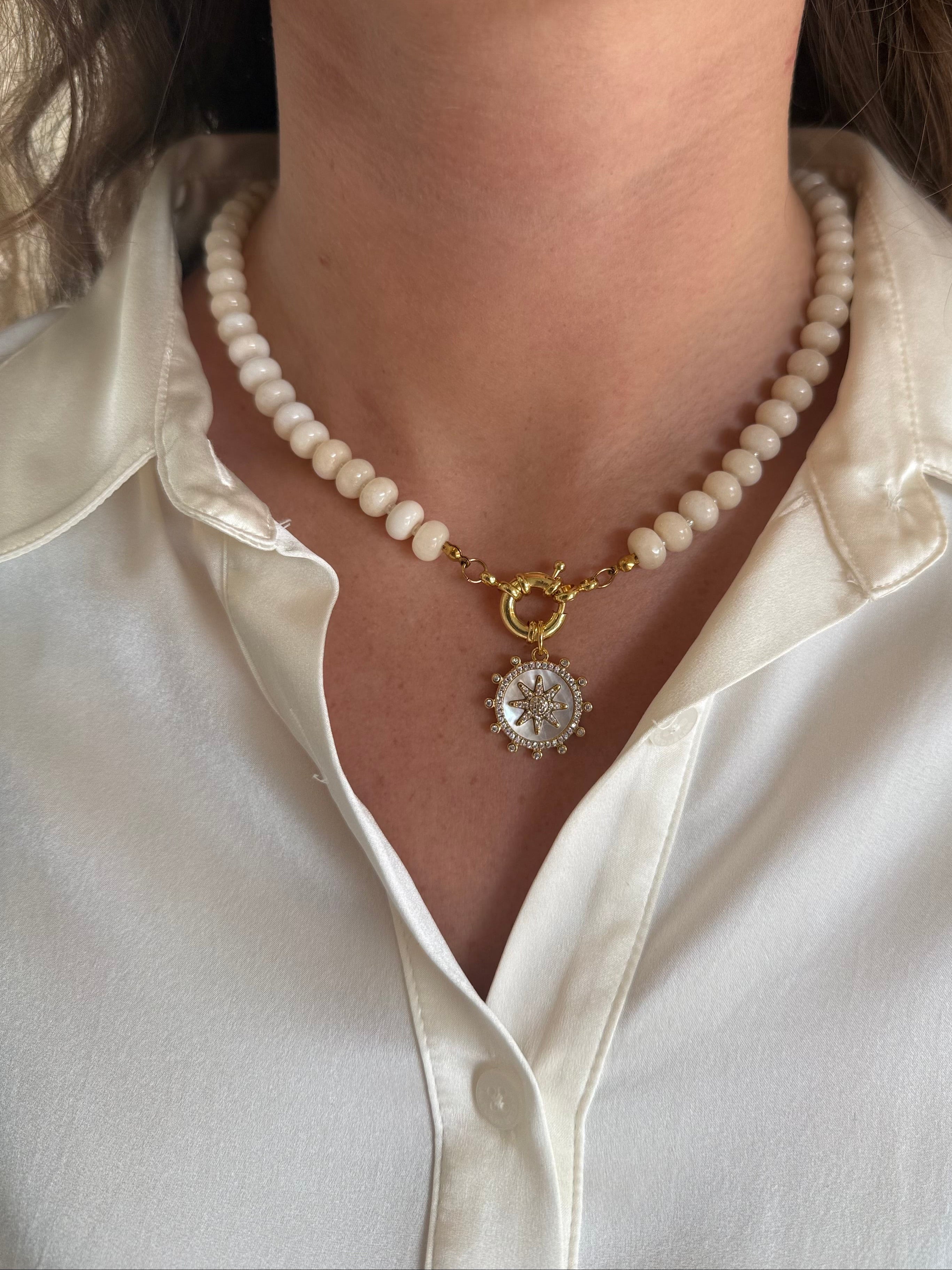 Bone White Gemstone Necklace