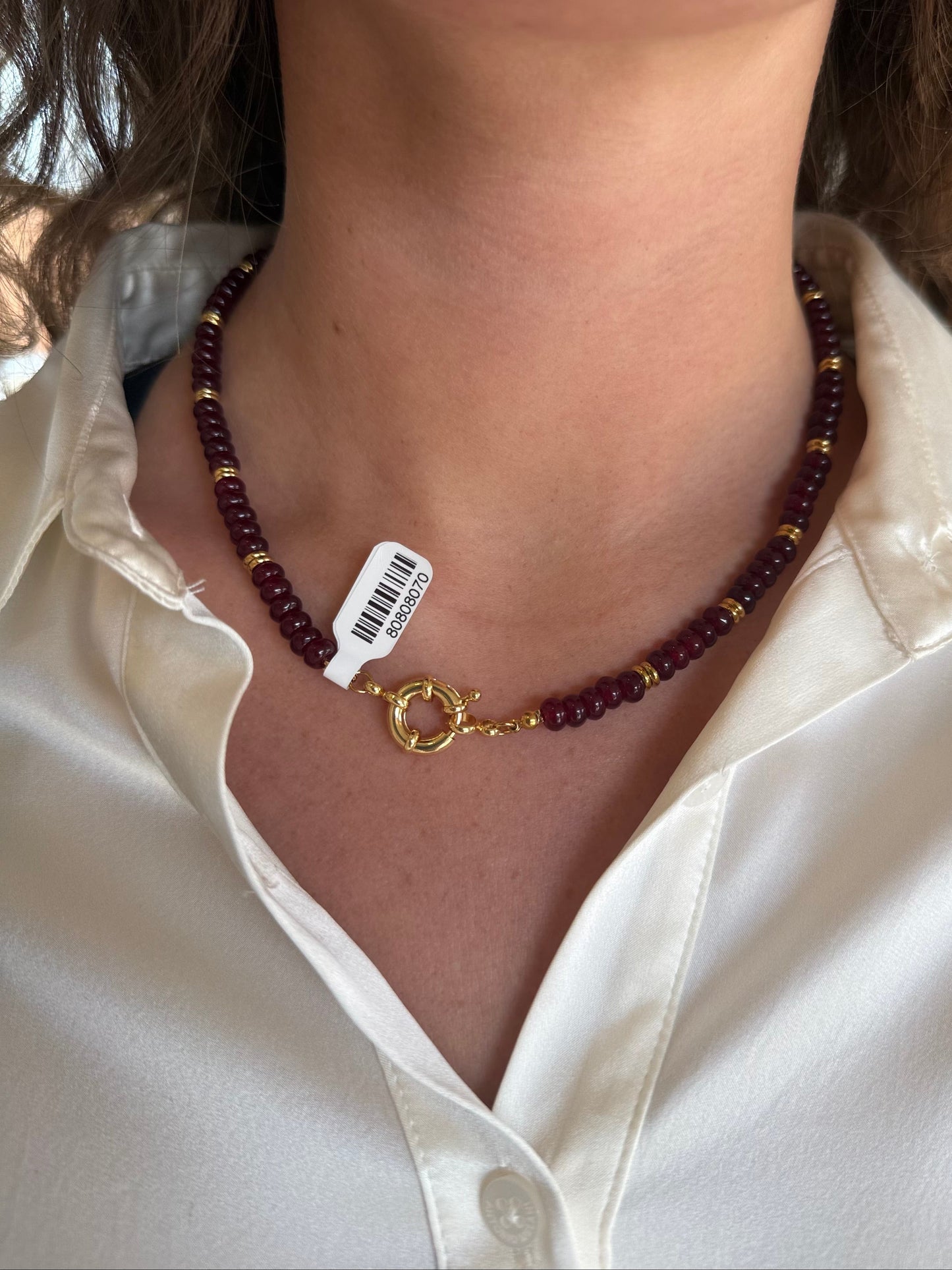 Maroon Gemstone Necklace