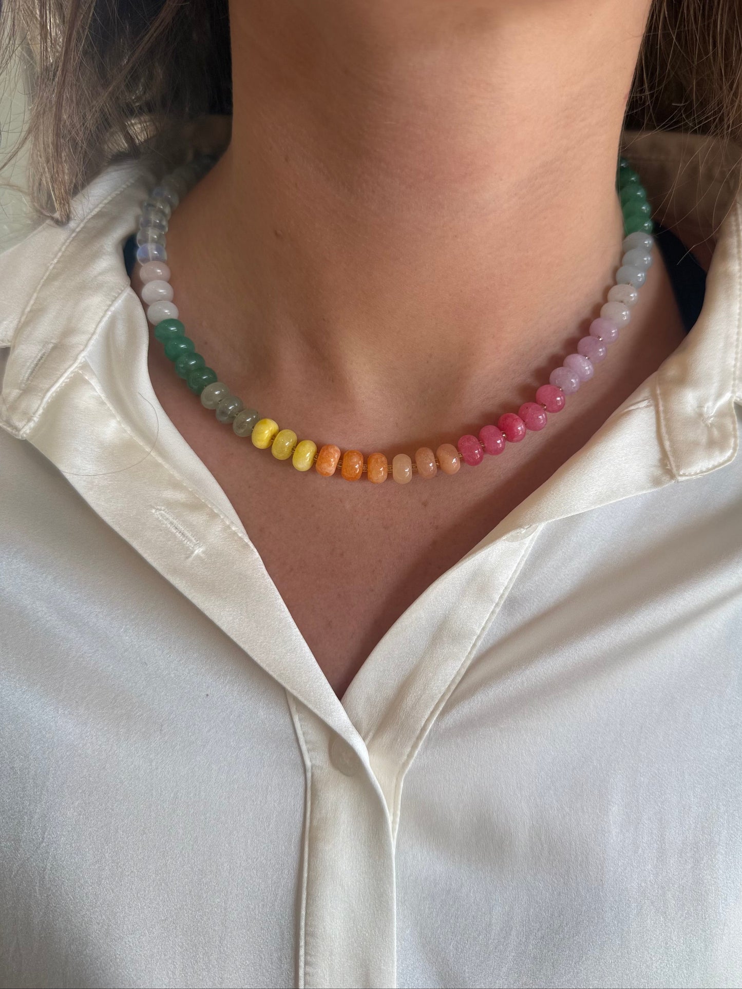 Rainbow Multicolor Gemstone Necklace