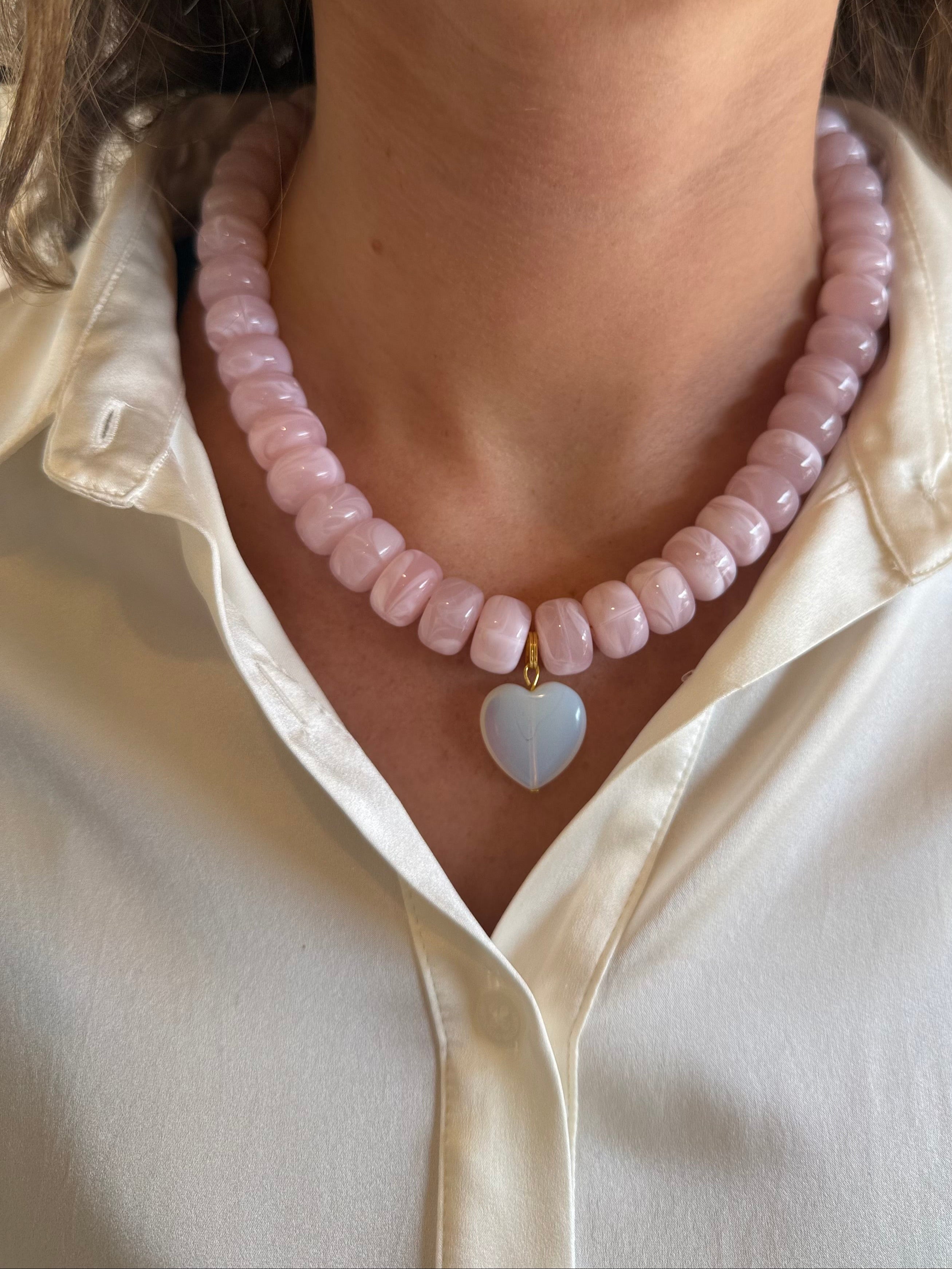 Pink Heart Pendant Necklace