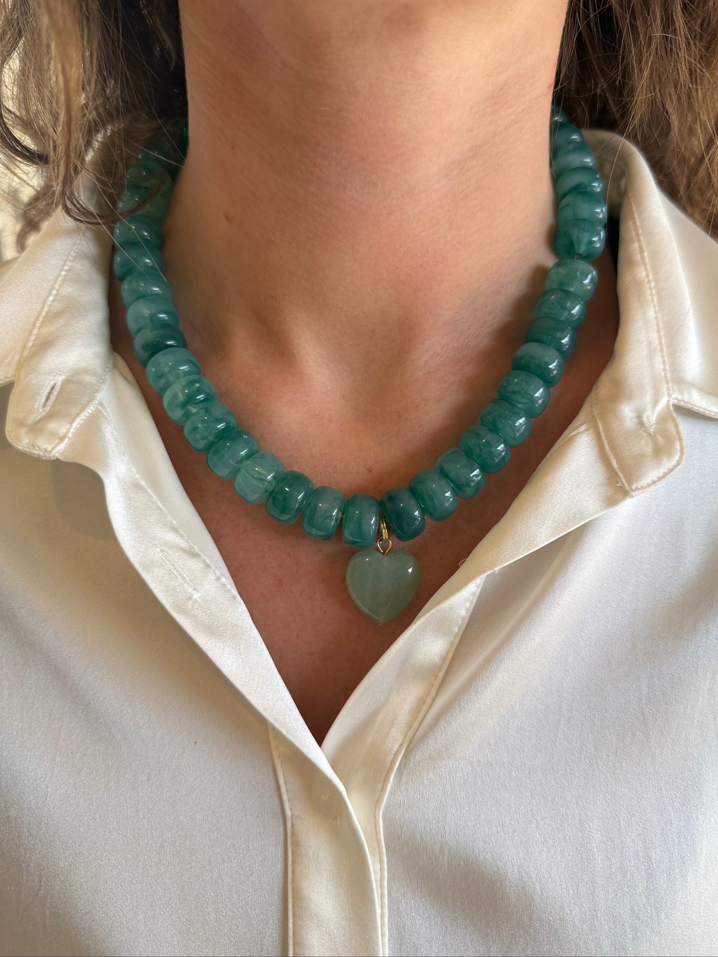 Green Heart Pendant Necklace