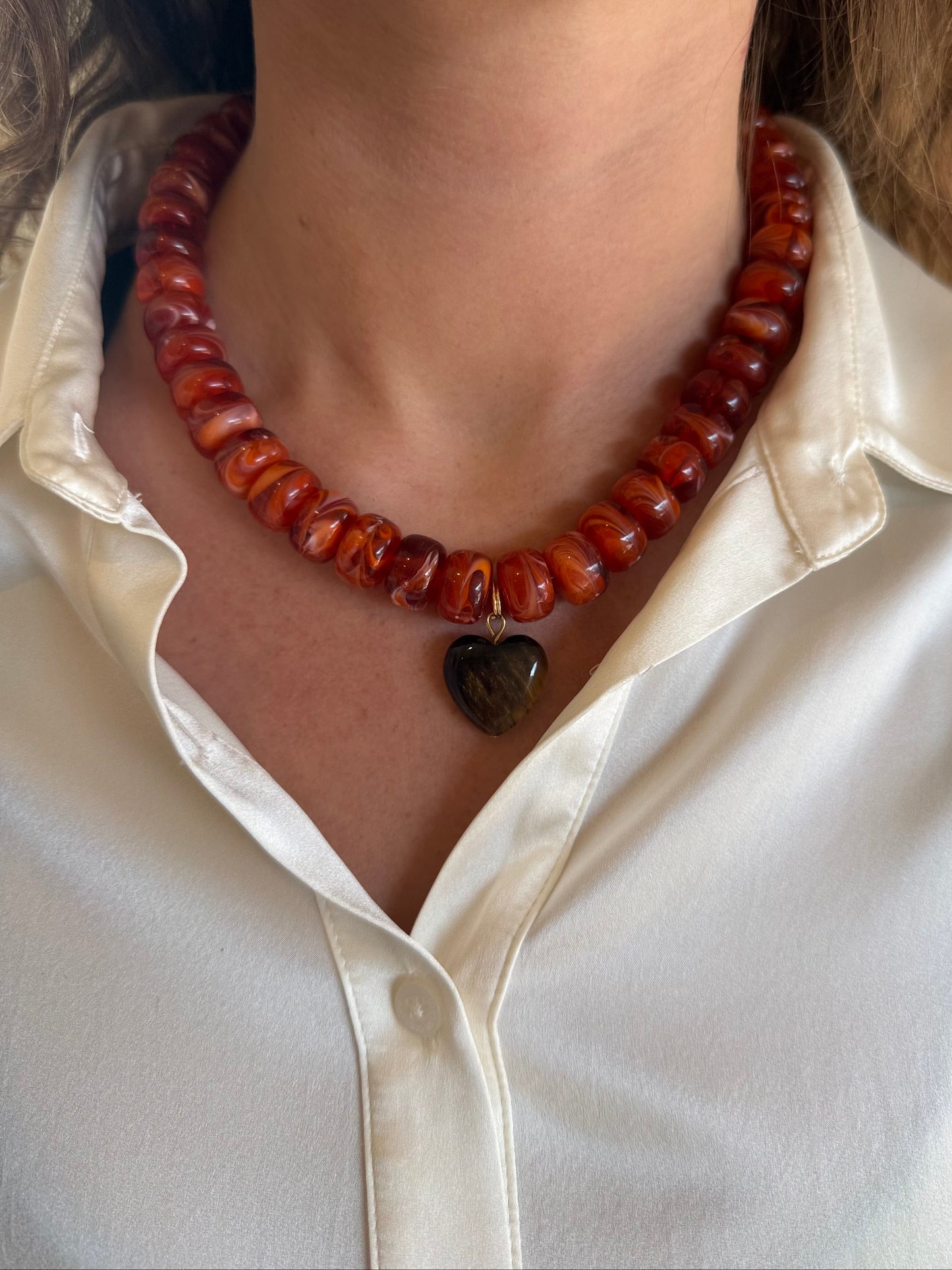 Rust Heart Pendant Necklace