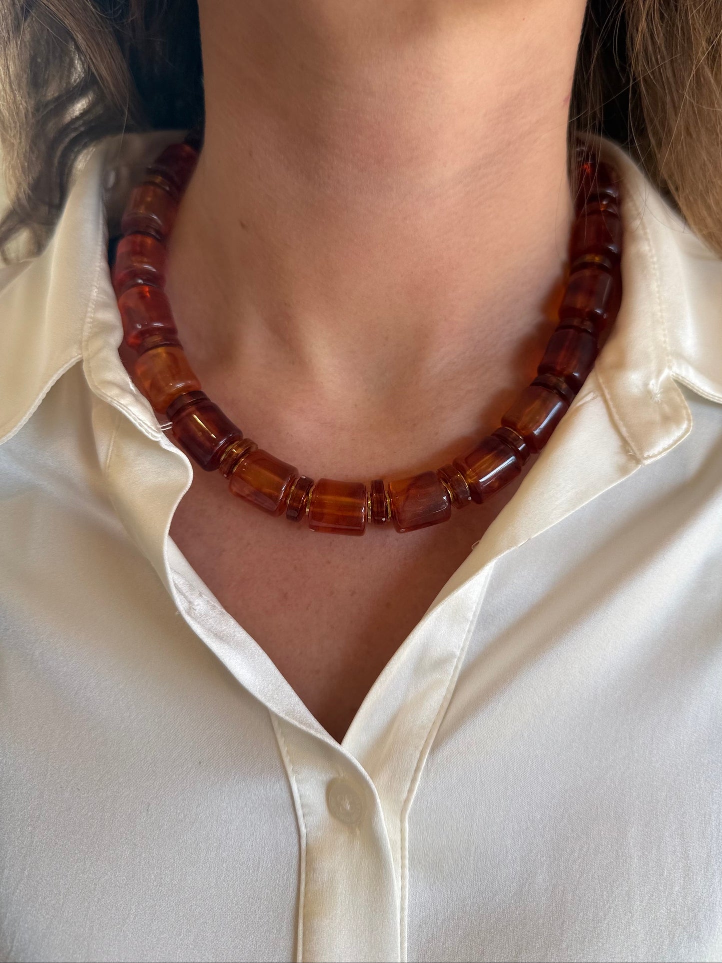 Tortoise Chunky Resin Necklace